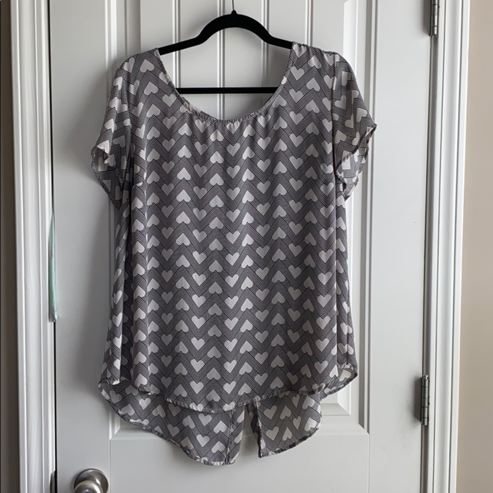 Torrid 1, black and white blouse with hearts
